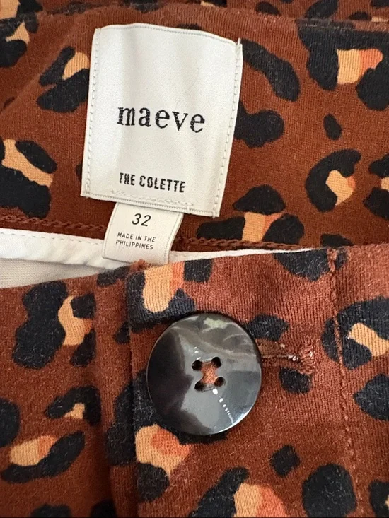 Maeve The Colette Leopard Print Crop Wide Leg Pants in Brown - Size 32 - Picture 6 of 8